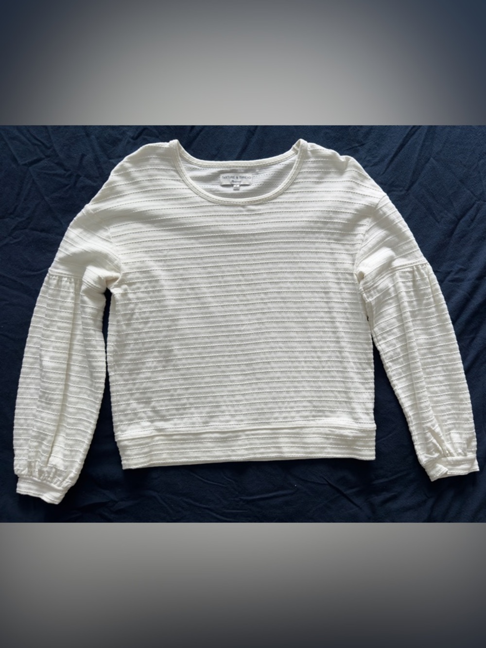 Madewell Texture & Thread Cream Balloon Sleeve Top | Size S | Boho Minimalist